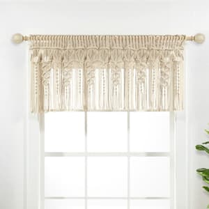 Boho Macrame Textured Cotton Valance/Kitchen Curtain/Wall Decor Single Neutral 50X20