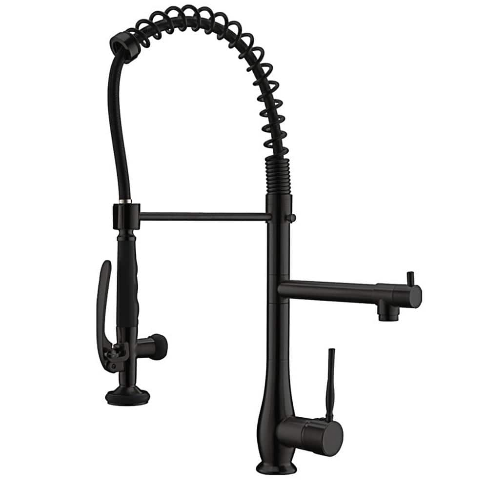 Single Handle Pull Down Sprayer Kitchen Faucet with Advanced Spray Commercial 1 Hole Kitchen Sink Faucets in Matte Black -  AIMADI, KI-0070-MB