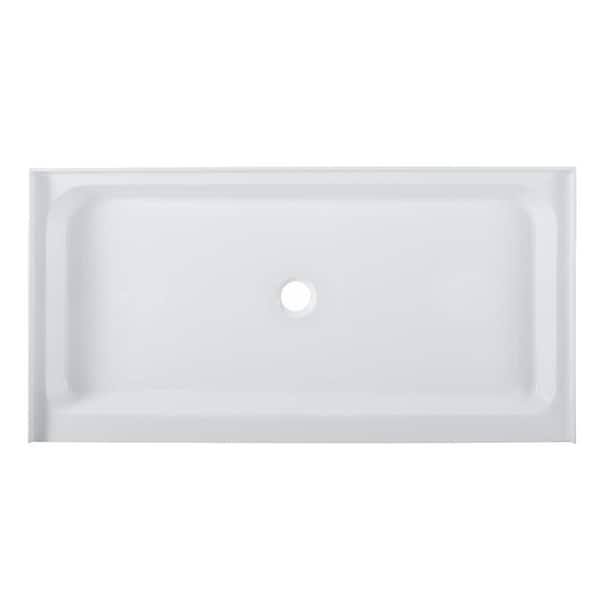Voltaire 60 in. x 30 in. Acrylic Single-Threshold Center Drain Shower Base in White