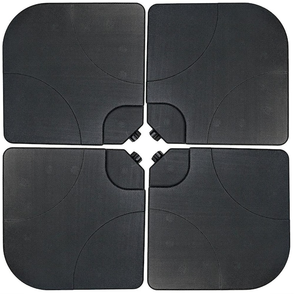 Sunnydaze Plastic Cross-Style Patio Umbrella Base Weights in Black (Set of 4)