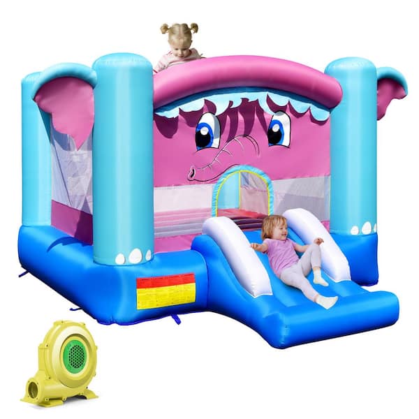 Gymax 735-Watt Inflatable Bounce House 3-in-1 Elephant Theme Inflatable Castle with Blower