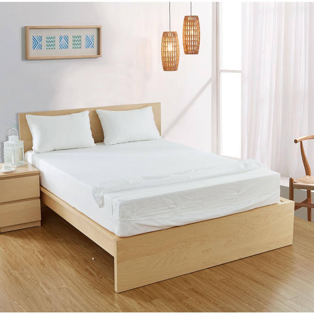 King White Cotton Zippered Mattress Protector, 9" Deep