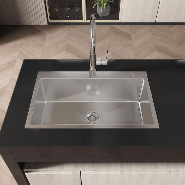 YK　エスカーダ LIVACA 30 in. Drop-In Single Bowl 20-Gauge Brushed Nickel