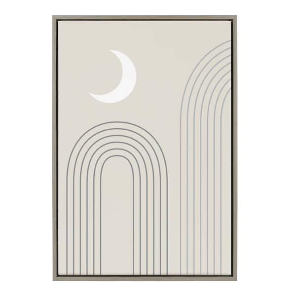 Kate and Laurel Sylvie Moon over the Mountains by The Creative Bunch Studio Framed Canvas Landscape Art Print 33 in. x 23 in.