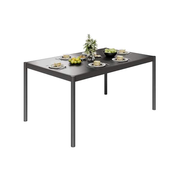 Metallic Gray Rectangular Outdoor Picnic Dining Table with 57" x 35.4" Aluminum Tabletop