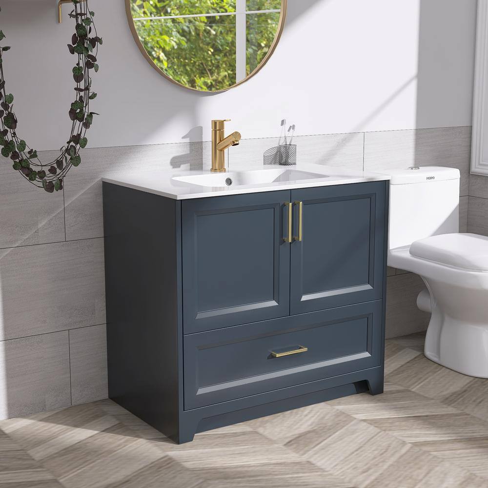 Have a question about Zeafive 36 in. Single Sink Freestanding Navy Blue ...