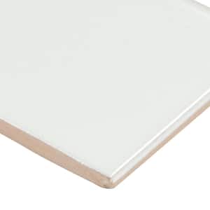 White Glossy Bullnose 4 in. x 12 in. Glossy Ceramic Wall Tile (10 lin. ft. / case)