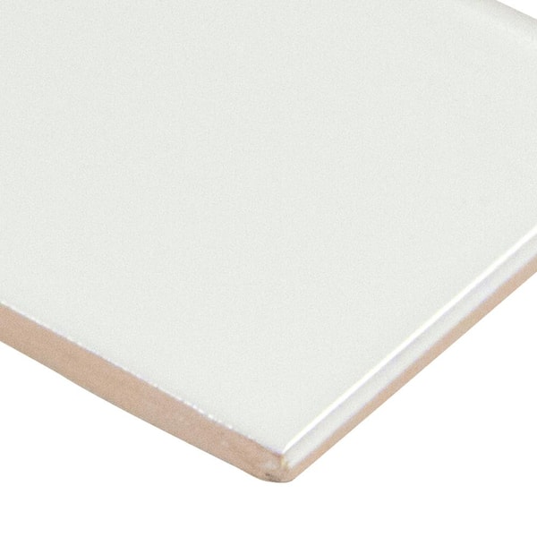 White Glossy 4 in. x 12 in. Ceramic Bullnose Wall Tile (15 lin. ft. / Case)