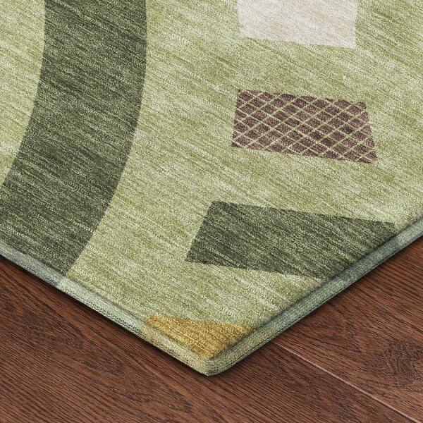 Mayfield Premium Machine Washable Abstract AMF2467 Celery 10 ft. x 14 ft. Area Rug
