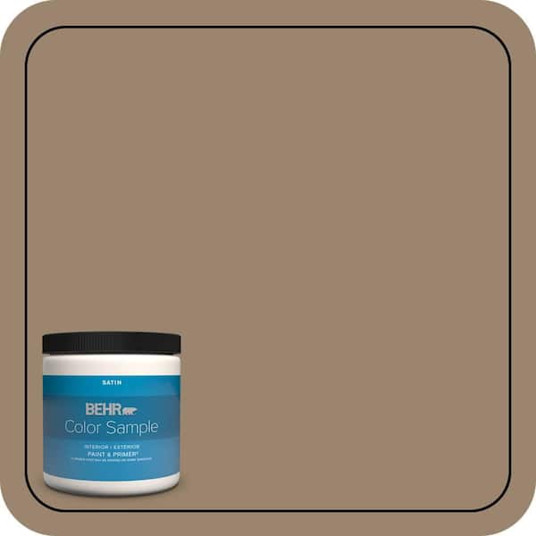 BEHR PREMIUM PLUS 8 oz. #MQ2-48 Sturdy Brown Satin Enamel Interior/Exterior Paint & Primer Color Sample