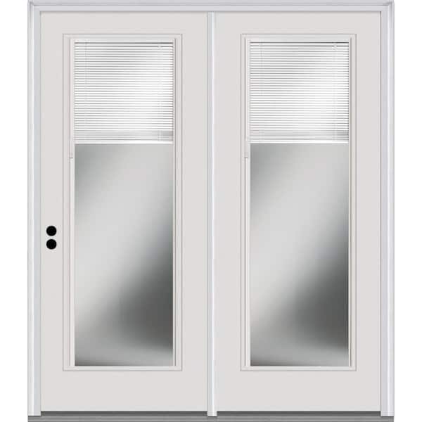 MMI DOOR TRUfit 71.5 in. x 79.5 in. Right-Hand Inswing Internal Blinds Dual Pane Clear Primed Steel Double Prehung Patio Door