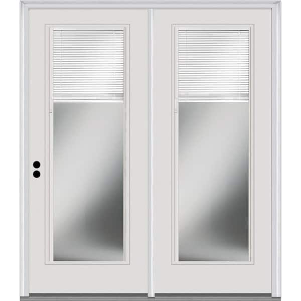 MMI Door TRUfit 71.5 in. x 79.5 in. Right-Hand Inswing Internal Blinds Dual Pane Clear Primed Steel Double Prehung Patio Door