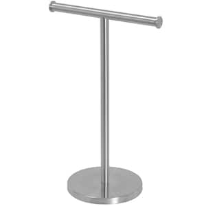Freestanding Tower Bar With Steady T-Shape Towel Rack For Bathroom Kitchen Vanity Countertop in Brushed Nickel