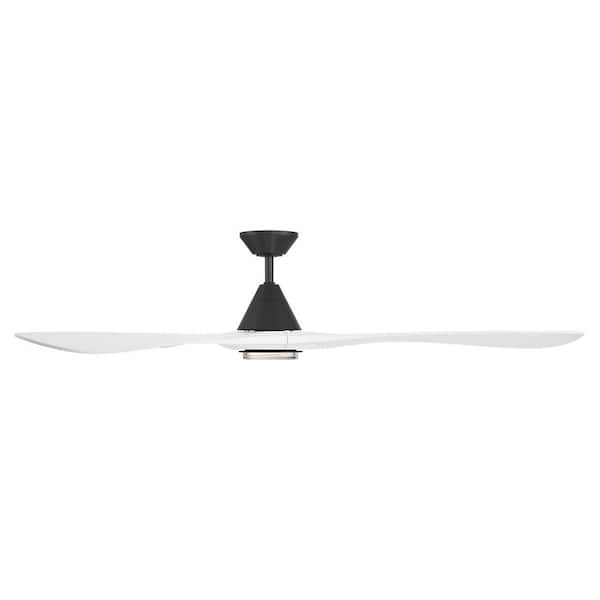 Carve 72 in. Smart Indoor/Outdoor Matte Black/Matte White Standard Ceiling Fan Selectable CCT Integrated LED and Remote