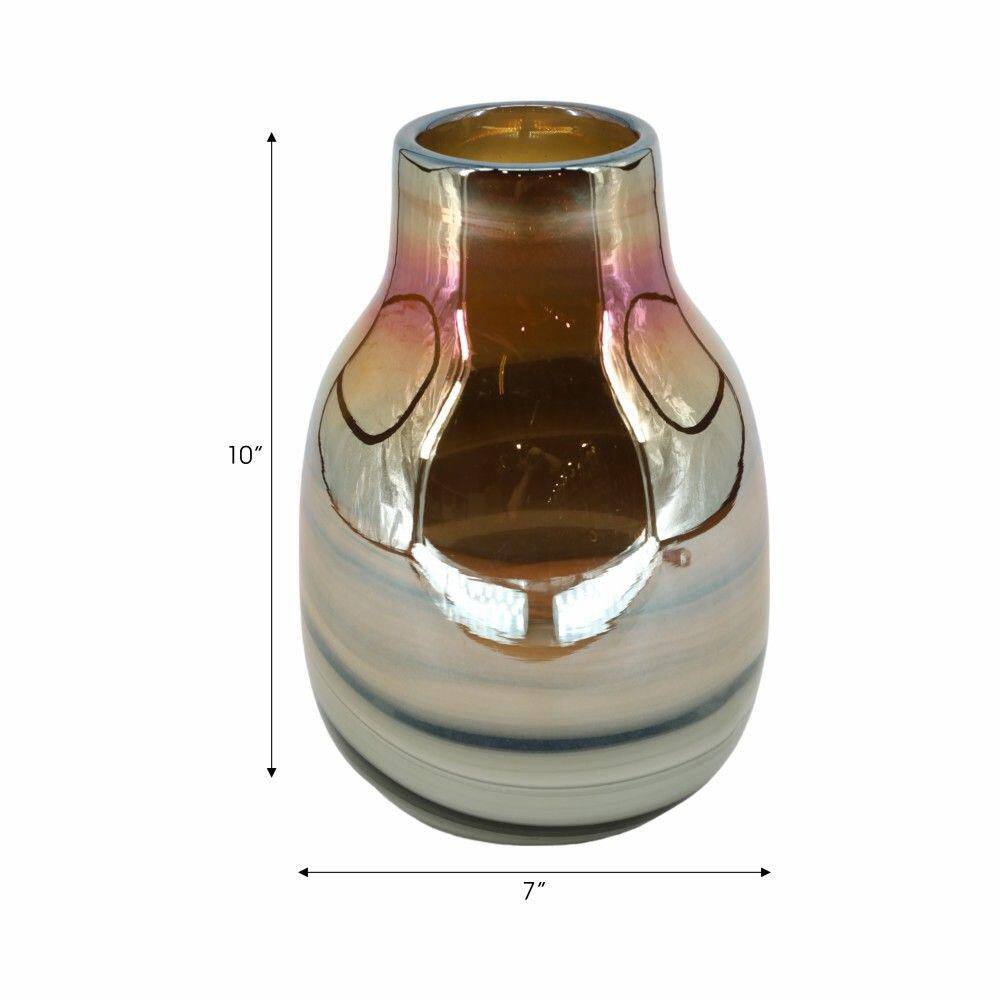 10" Tall Black and Gold Glass Decorative Vase