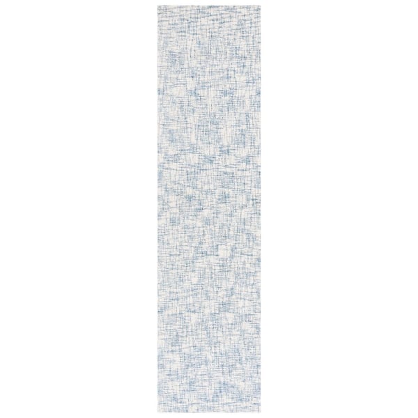 Ebony 2 ft. x 9 ft. Blue/Ivory Abstract Runner Rug