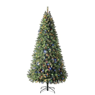 9 ft Wesley Long Needle Pine LED Pre-Lit Artificial Christmas Tree with 650 Color Changing Mini Lights