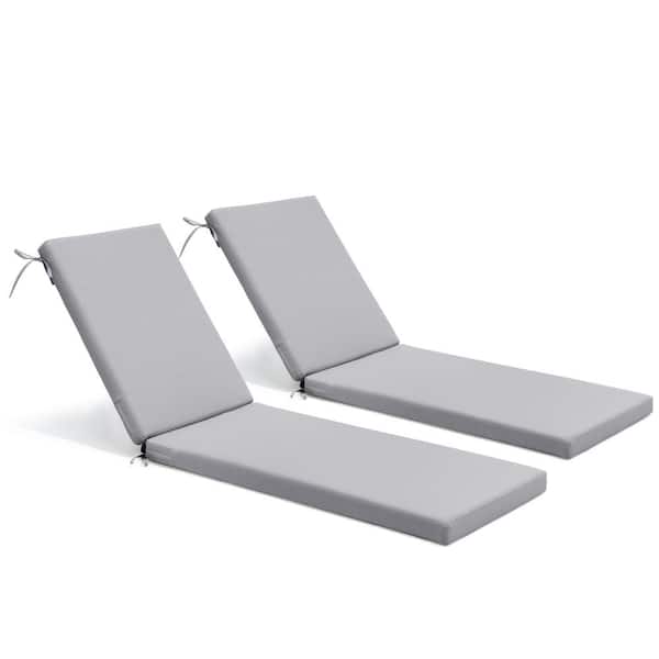 Pellebant 20.9 in. x 71.8 in. Outdoor Chaise Lounge Cushion in Light Gray (2-Pack)