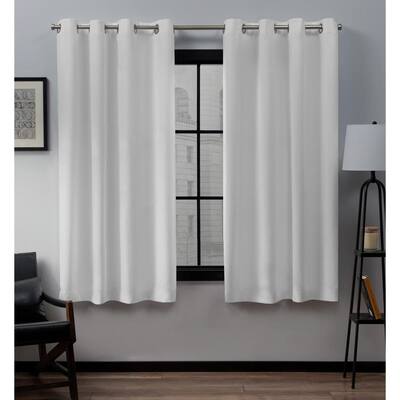 Loha Winter White Solid Polyester 54 in. W x 63 in. L Grommet Top Light Filtering Curtain Panel (Set of 2)
