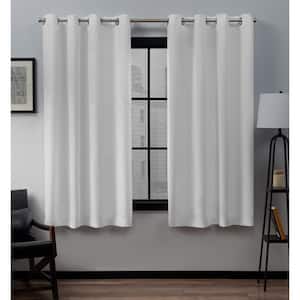 Loha Winter White Solid Light Filtering Grommet Top Curtain, 54 in. W x 63 in. L (Set of 2)