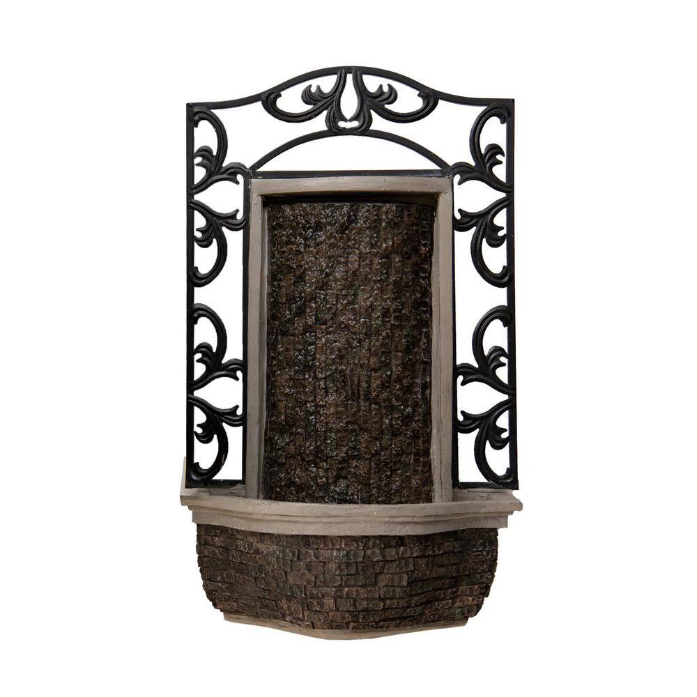 30.31'' H Brown and Black Polyresin Metal Wall Fountain