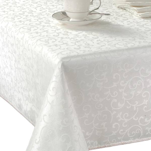 Lenox Opal Innocence Tablecloth, White - 60"W x 102"L