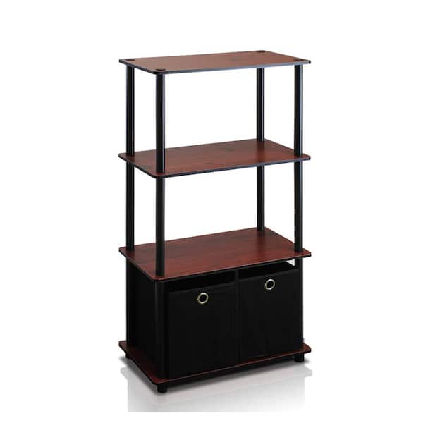 43.25 in. Dark Cherry Plastic 4-shelf Etagere Bookcase with Open Back