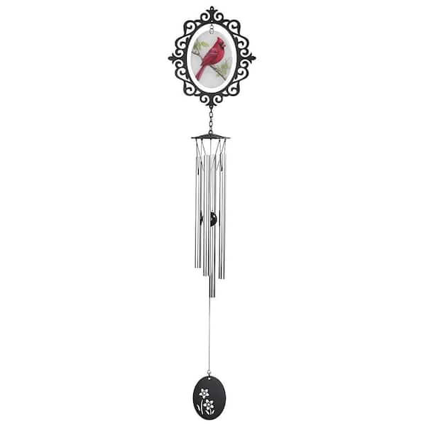 33 in. Long Red Cardinal Glass Wind Chime