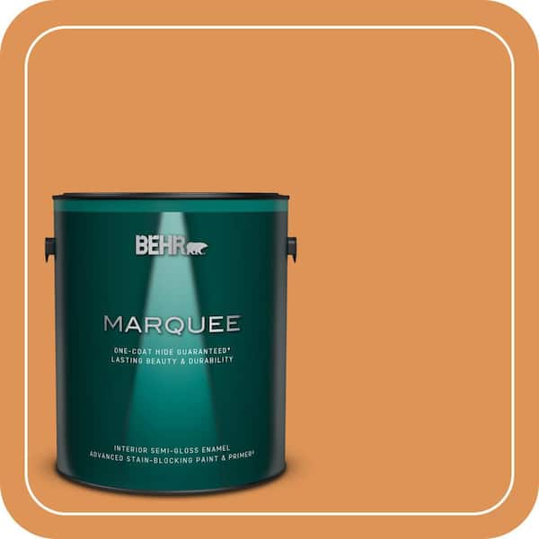 BEHR MARQUEE 1 gal. #270D-6 Pumpkin Toast Semi-Gloss Enamel Interior Paint & Primer