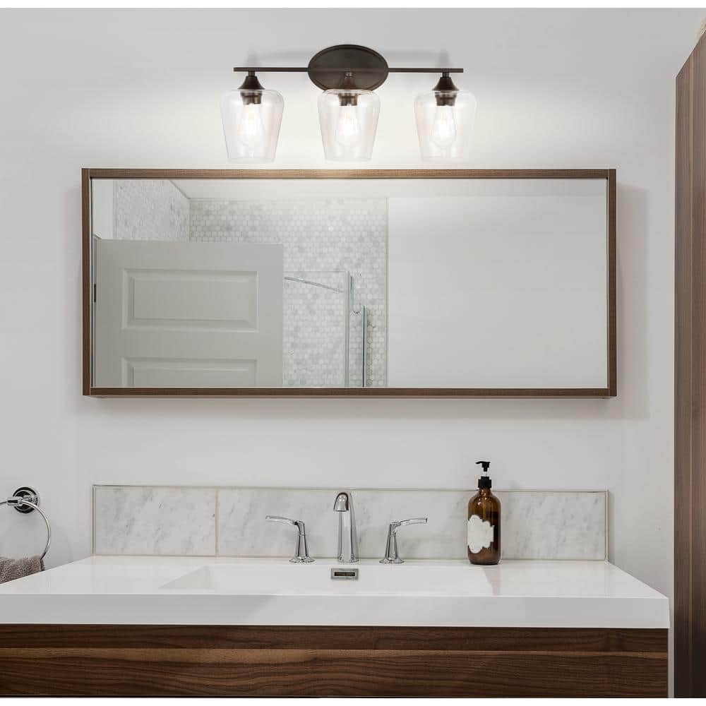 Jayne 16" Oil-Rubbed Bronze and Clear Glass Vanity Light
