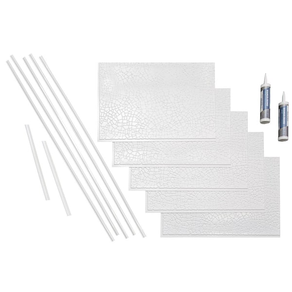 Fasade Skyline 24 in. x 18 in. Vinyl Backsplash in Gloss White 15 sq. ft. Kit