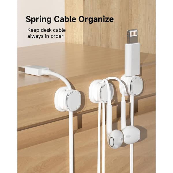 Lamicall 5-Pack Spring Cable Clips – Adjustable Cord Organizer For Desk, Wall, Car, Self-Adhesive Wire Holders