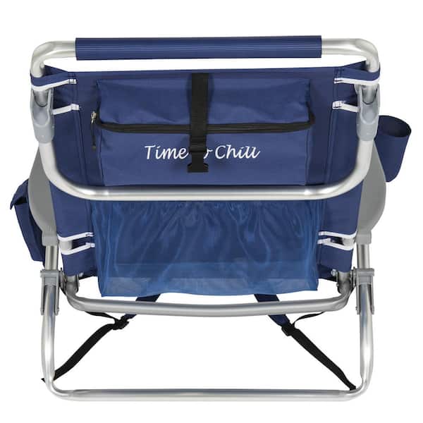 Tommy Bahama Navy Blue 5-Position Lay Flat Backpack Lawn Chair