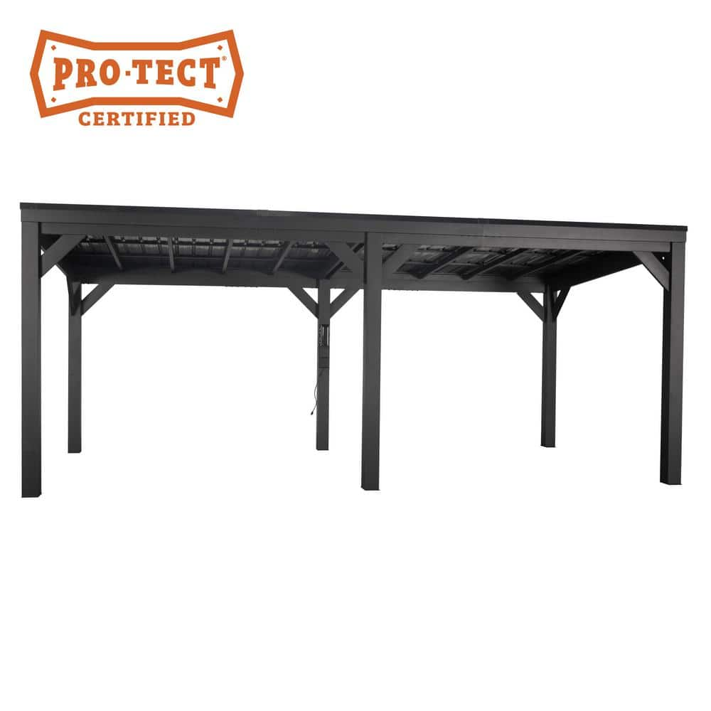 Backyard Discovery Stonebridge 20 ft. x 9 ft. 6 in. All Steel Metal Carport  Pavilion Gazebo with Hard Top Steel Roof 2307117COM - The Home Depot