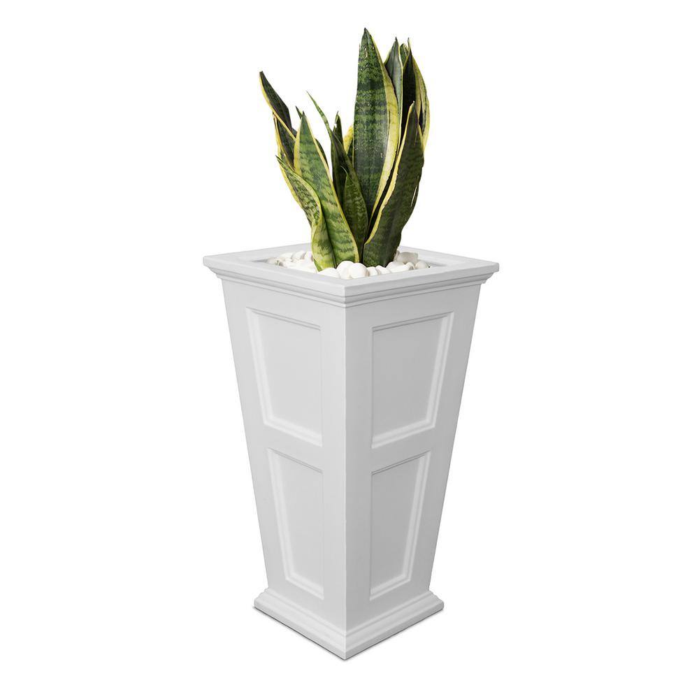 White Tall Polyethylene Outdoor Patio Planter