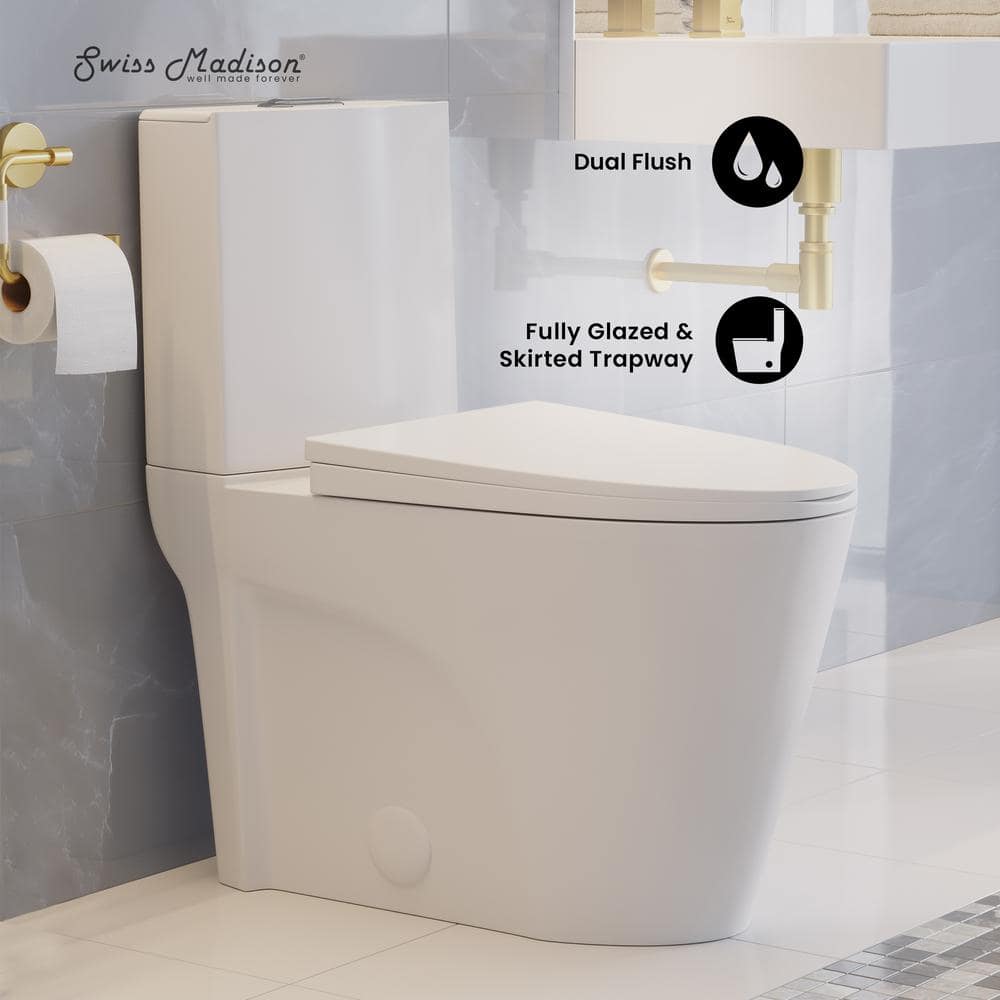 St. Tropez White Elongated Two-Piece Dual-Flush Toilet