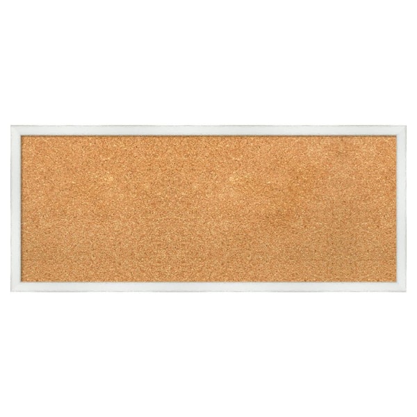 Amanti Art Breeze Distressed White Wood Framed Natural Corkboard 31 in. x 13 in. Bulletin Board Memo Board