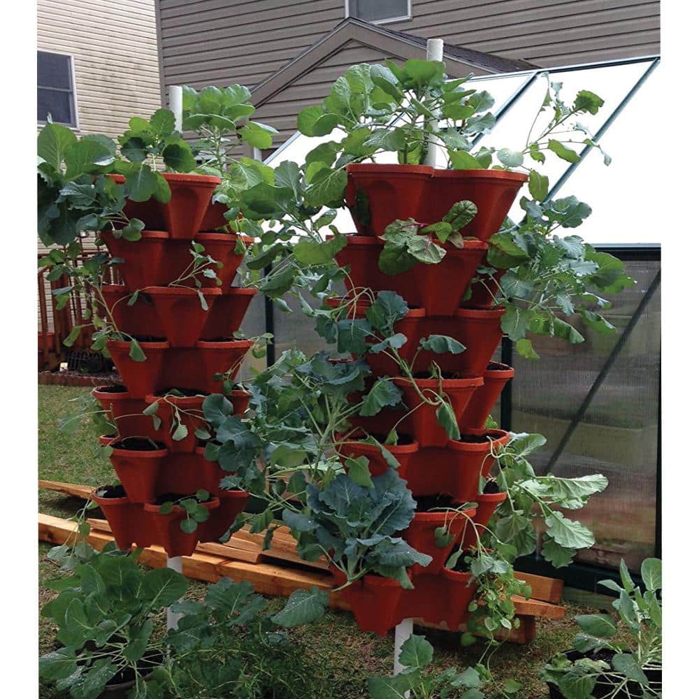 Terracotta 3-Tier Stackable Self-Watering Vertical Planter