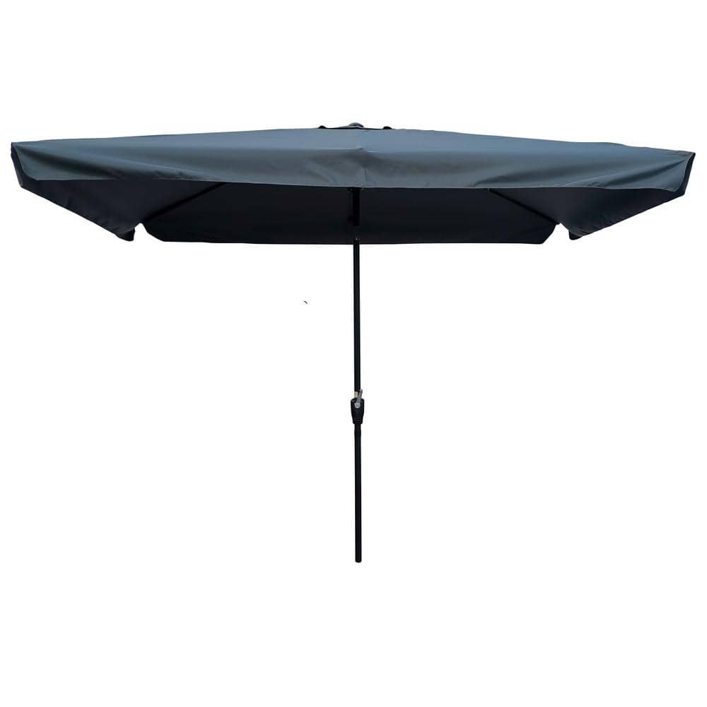 10 ft. x 6.5 ft. Rectangular Patio Umbrella Outdoor Market Umbrellas w/Gray