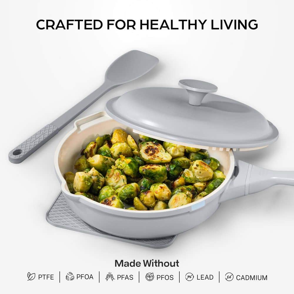 Gray Aluminum Nonstick Multi-Purpose Pan Set with Lid and Accessories