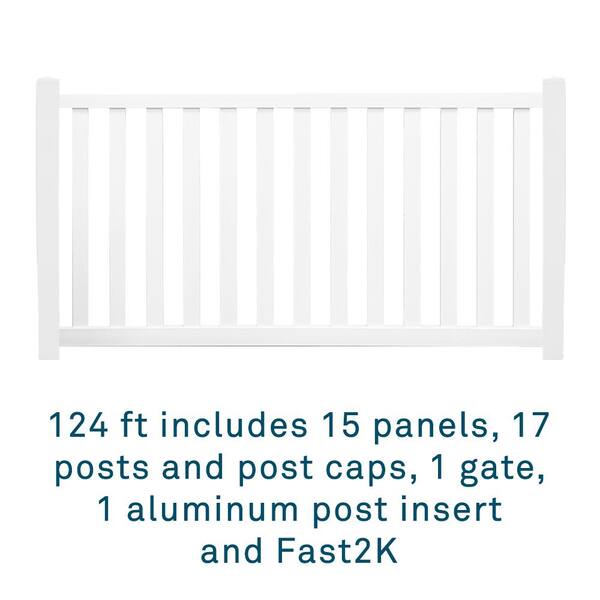 Weatherables 48 in. H x 124 ft. L Captiva White Vinyl Complete Vinyl Pool Fence Project Pack