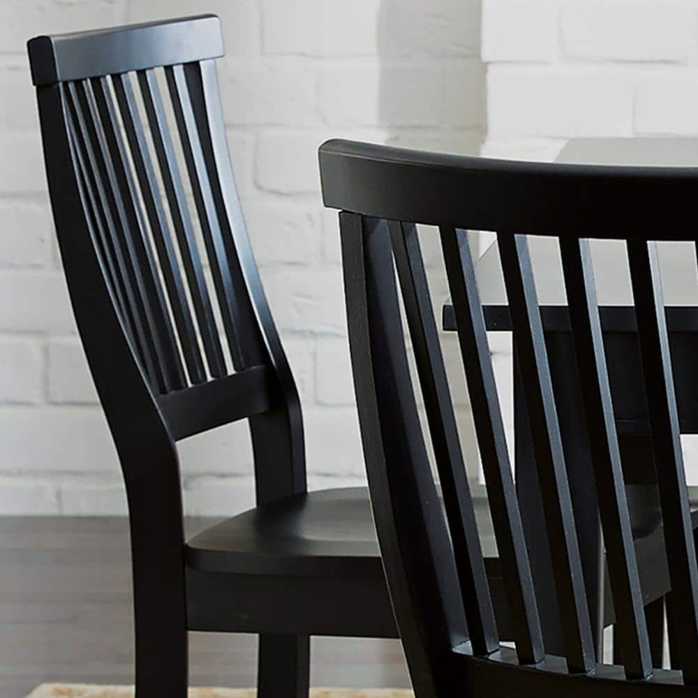 Black High Ladderback Solid Wood Side Chair Set