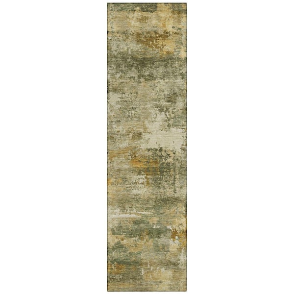 Chantille Machine Washable Indoor/Outdoor Abstract ACN2368 Sage 2 ft. x 7 ft. Runner Rug