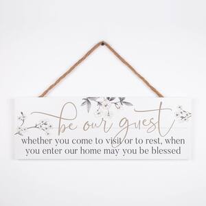Be Our Guest White Wood Decorative Sign