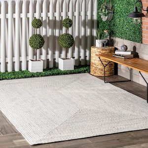 Lefebvre Casual Braided Ivory 12 ft. x 18 ft. Indoor/Outdoor Patio Area Rug