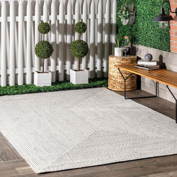 Lefebvre Casual Braided Ivory 8 ft. x 11 ft. Indoor/Outdoor Patio Area Rug