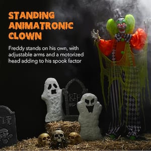 Funhouse Freddy 5.5 ft. Motion Activated Animatronic Standing Killer Clown Outdoor Halloween Decoration