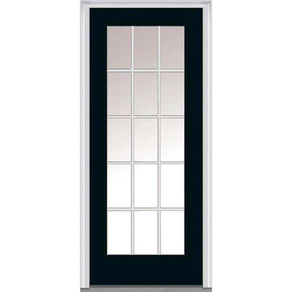 Milliken Millwork 36 in. x 80 in. Grilles Between Glass Left-Hand Full Lite Classic Painted Fiberglass Smooth Prehung Front Door