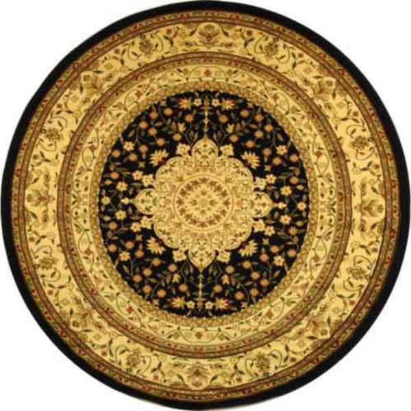 SAFAVIEH Lyndhurst Black/Ivory 5 ft. x 5 ft. Round Border Area Rug