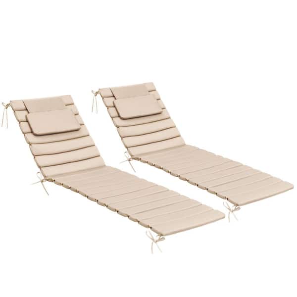 Pellebant 20.9 in.  x 70.9 in.  Multi-Piece Outdoor Chaise Lounge Cushions with Headrest in Beige (2-Pack)